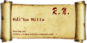 Rába Nilla névjegykártya